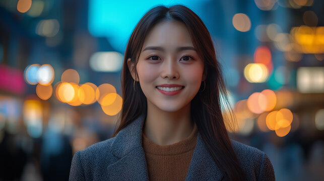 Long hair fashion beauty outdoor street shot