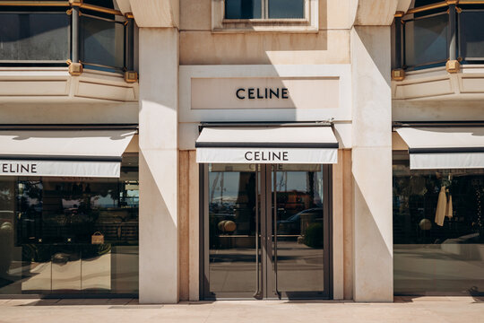 Cannes, France - August 1, 2024: Facade of the Celine boutique in Cannes