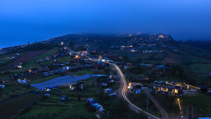 long exposure shot Beautiful landscape and landmark of mountain at Phu Tub Berk View Point Phetchabun province, Thailand