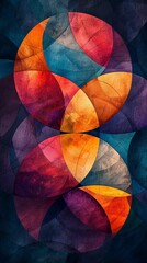 Fototapeta premium Watercolor effect applied to geometric textured pattern