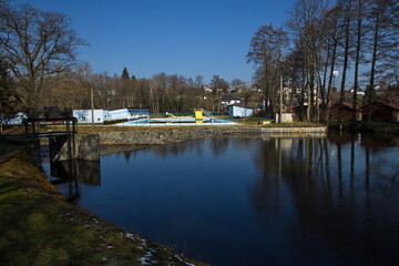 Swimming pool at the river Uhlava in Nyrsko, Czech republic, Europe
