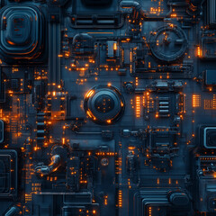 Fototapeta premium A close up of a computer chip with many lights on it