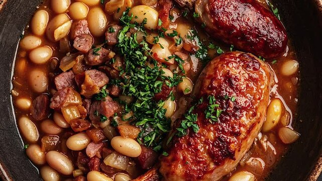 Delicious Cassoulet with White Beans, Sausage, and Duck Confit