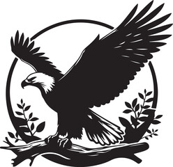 Majestic Eagle Bird Vector art Illustration and silhouettes style with white background