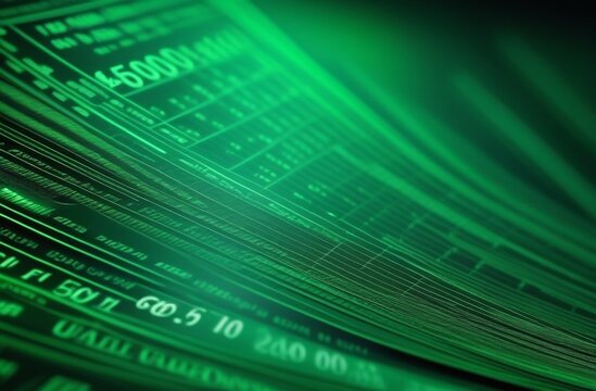 green background on the theme of finance and currency, crypto, exchange, earnings, numbers and letters, place for text, programming, science
