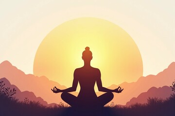 A person sits in a yoga pose, captured as a silhouette against a bright background