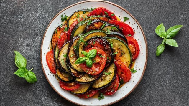 Delicious Ratatouille Dish with Fresh Vegetables and Herbs