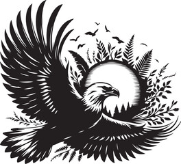 Majestic Eagle Bird Vector art Illustration and silhouettes style with white background