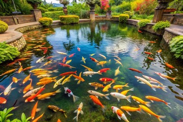  garden pond with fish