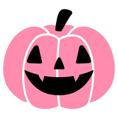 halloween pink pumpkin with cute face illustration