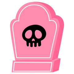halloween pink grave with skull sign illustration