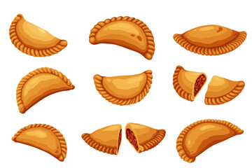 Curry puff,Argentine empanada isolated on white background. Vector eps 10