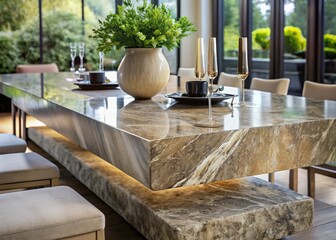the table made of natural stone looks very exquisite and beautiful
