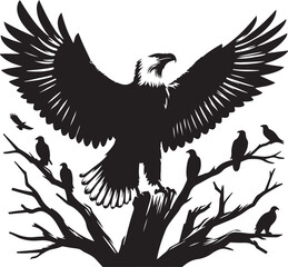 Majestic Eagle Bird Vector art Illustration and silhouettes style with white background