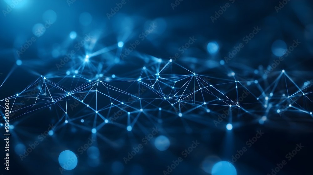 Aufkleber visualization of an interconnected business network represented by a dynamic graph of digital dots a