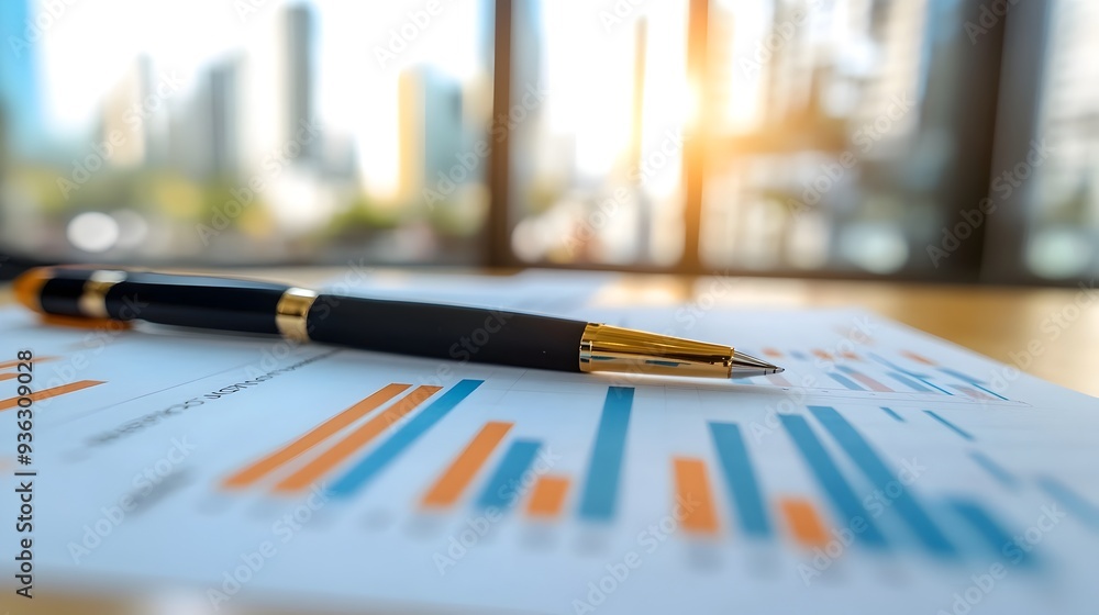 Poster detailed business report with analytical charts graphs and data visualizations arranged neatly on a 
