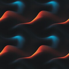 Abstract waves on dark background seamless pattern. Abstract geometric seamless pattern. Digital raster illustration. AI artwork.