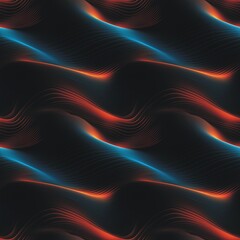 Abstract waves on dark background seamless pattern. Abstract geometric seamless pattern. Digital raster illustration. AI artwork.