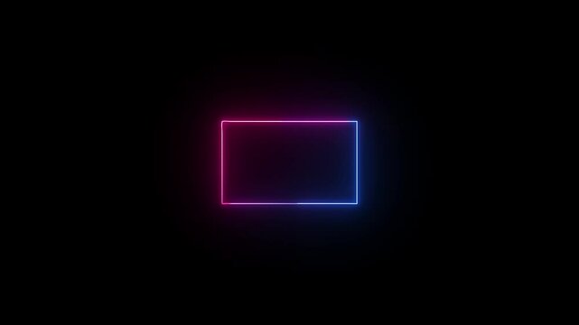 Glowing neon light signing.Neon rectriangle frame or neon lights horicontal sign.