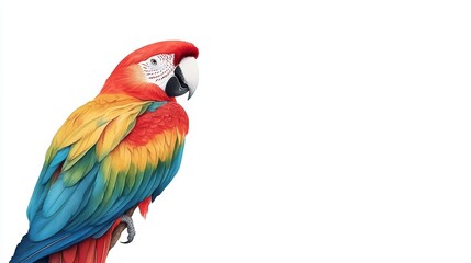 Obraz premium A vibrant macaw with striking red, yellow, and blue feathers perched gracefully, showcasing its beauty and exotic charm.