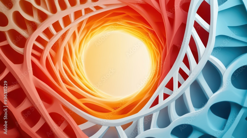 Poster abstract swirl of vibrant colors creating a mesmerizing tunnel effect, representing energy and movem
