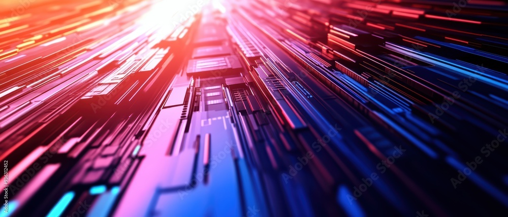 Poster dynamic abstract background with vibrant lines and colors, representing technology and digital innov