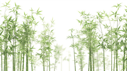 Fototapeta premium A row of bamboo plants with a white background