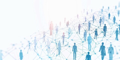 Abstract network of people and global communication concept with white background illustration, AI digital technology in the futuristic world Generative AI