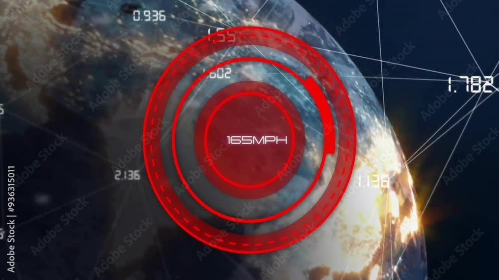 Poster speedometer animation showing 100 mph over view of earth from space