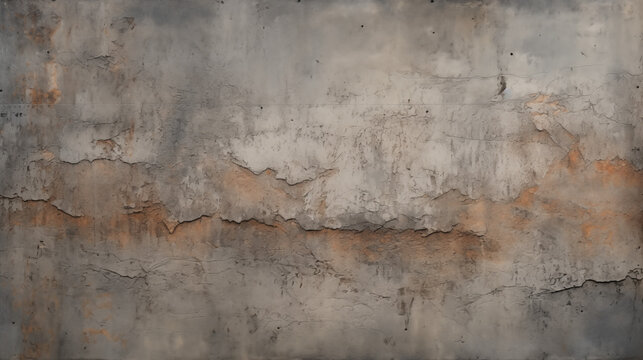 A high definition rough concrete surface with a coarse, uneven texture. The surface includes stains, cracks and discoloration with various shades of gray and hints of rust.