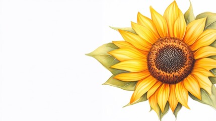 Fototapeta premium Vibrant sunflower illustration showcasing detailed petals and rich colors, perfect for design projects or floral themes.