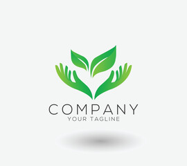 Nature mind hand care health leaf logo designs vector. eco friendly logo