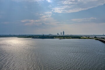 Mobile Bay and the battleship in August