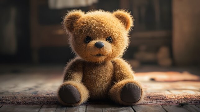 Niedlicher realistisch animierter Teddyb&auml;r im Freien