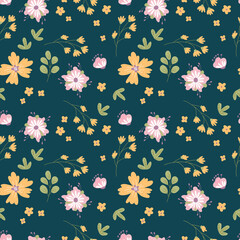 Seamless pattern with cute flowers. Design for fabric, textile, wallpaper, packaging