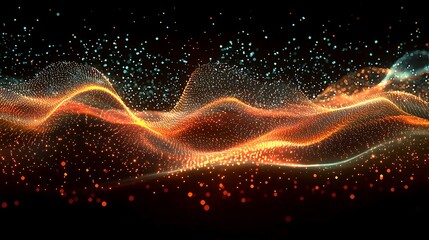 Fototapeta premium Abstract orange and blue light wave with bokeh effect, blending the beauty of light and color in a dynamic and visually striking scene.