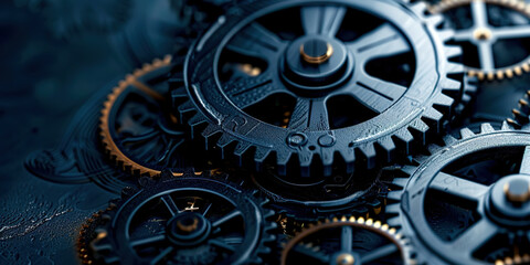 Gears close-up on a black background