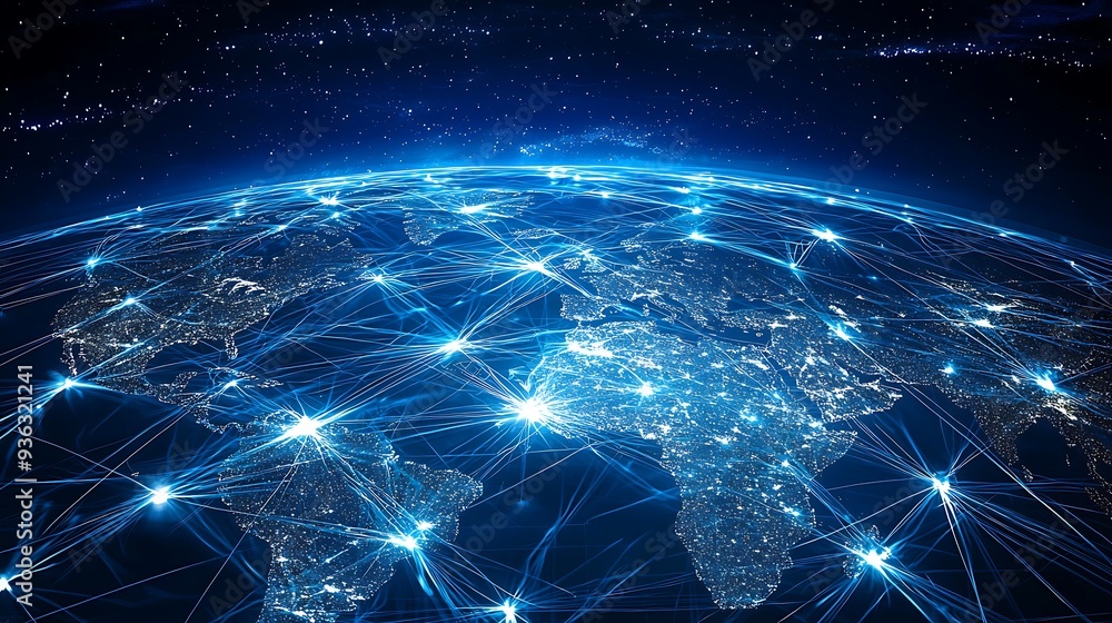 Poster global network connection abstract background, highlighting the intricate and interconnected nature 