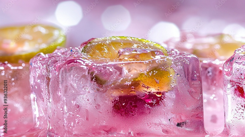 Aufkleber a lemon and lime ice cube stack
