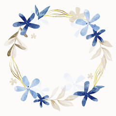 Blue Flower Watercolor Small Wreath
