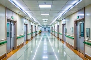 Obraz premium A nearly empty hospital corridor in Seoul, South Korea, highlights the impact of a mass exodus of young doctors on the healthcare system.