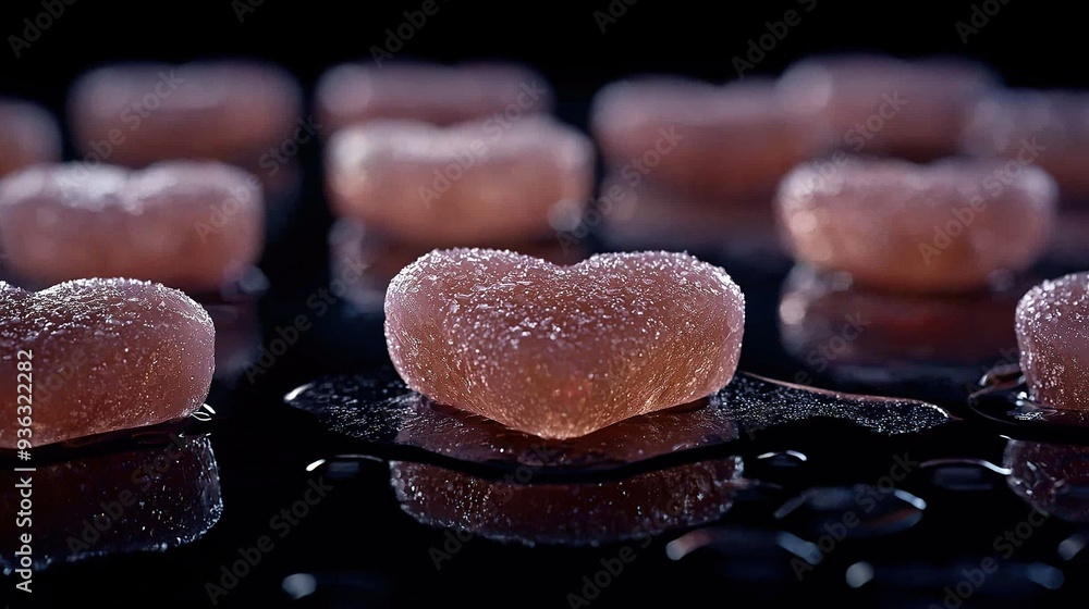 Poster close-up of sugar cubes on a table with a heart-shaped sugar cube atop one