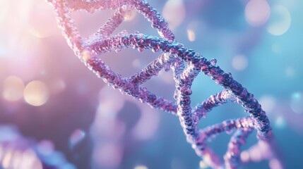 DNA double helix magnified to reveal the detailed nucleotide pairings and the twisting ladder structure