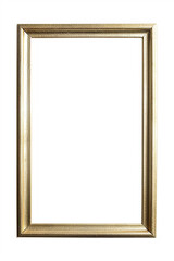 Obraz premium Blank empty 2:3 golden picture frame isolated on white background