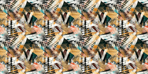 Collaged medium texture with a layered, artistic effect. Seamless texture background. Pattern design