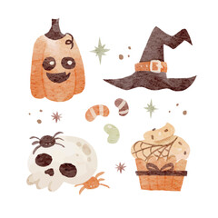 Fototapeta na wymiar Halloween Element Cute Watercolor