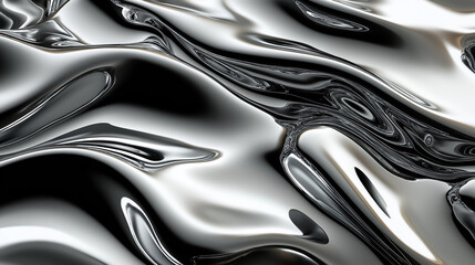 Liquid silver metal texture forming abstract metallic background