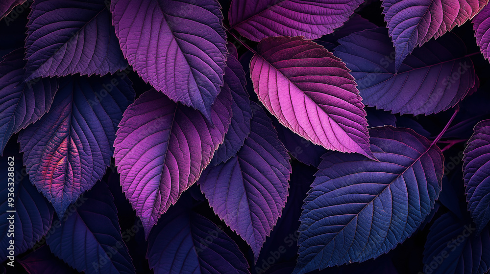 Aufkleber dark purple leaves creating vibrant abstract pattern background