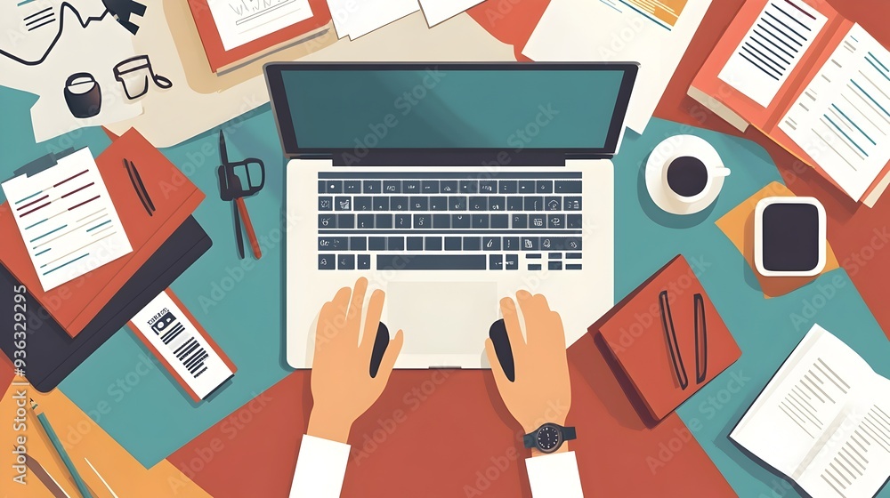 Poster entrepreneur working on a startup project in a creative and innovative open workspace setting with m
