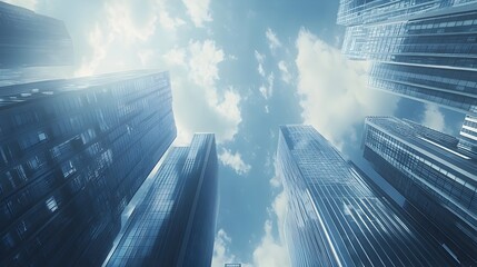 Impressive financial district with towering skyscrapers and a bustling business hub representing a thriving urban center of commerce industry and economic prosperity